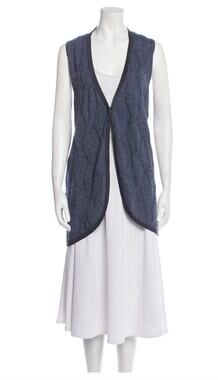 Alicia Adams Sweater Vest Small Blue 100% Alpaca V-Neck Chloe Quiet Luxury